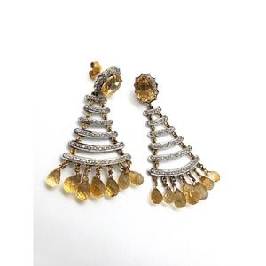 925 SILVER Earring with Golden Topaz stone